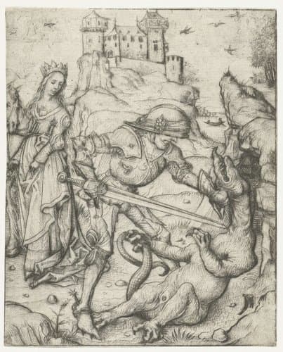 De H. Joris te voet by Meester van het Amsterdamse Kabinet