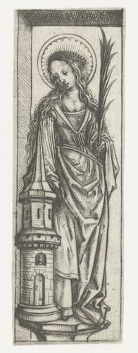 Heilige Barbara (kleine versie) by Meester van het Amsterdamse Kabinet