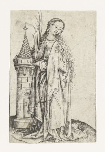 Heilige Barbara (grote versie) by Meester van het Amsterdamse Kabinet