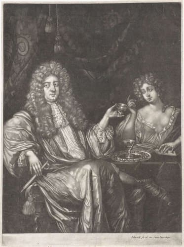 Portrait of a Man with a Prostitute by Pieter Schenk (I)