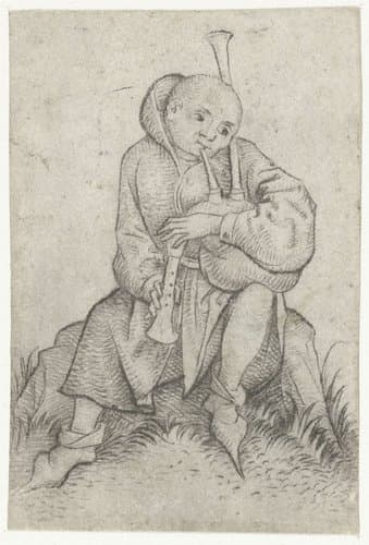 Doedelzakspeler by Meester van het Amsterdamse Kabinet