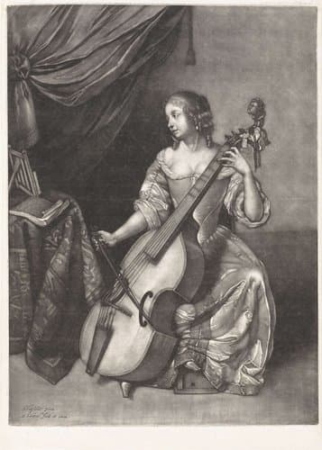 Woman Playing a Viola da Gamba by Pieter Schenk (I)