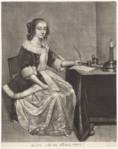 Briefschrijvende vrouw by Pieter Schenk (I)