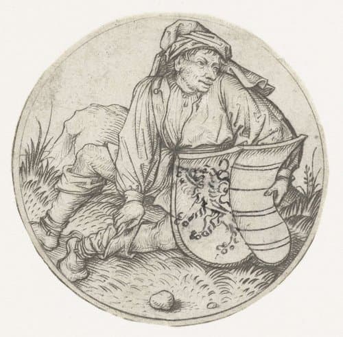 Boer met blank wapenschild by Meester van het Amsterdamse Kabinet