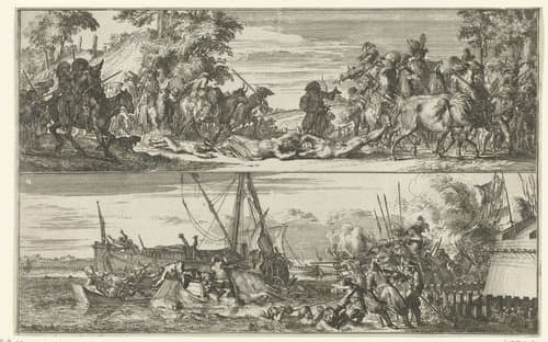 Twee voorstellingen van Franse wreedheden, 1672 by Romeyn de Hooghe