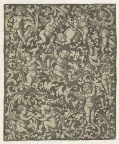 Ornament met putti by anonymous
