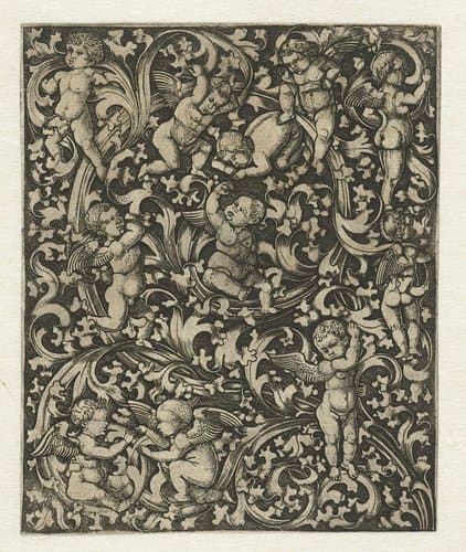 Ornament met putti by anonymous