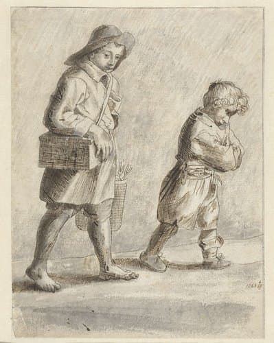 Twee naar rechts gaande jongens by anonymous
