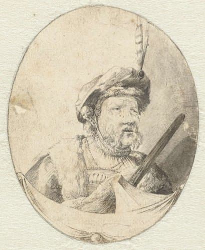 Borstbeeld van een man in Oosterse kledij