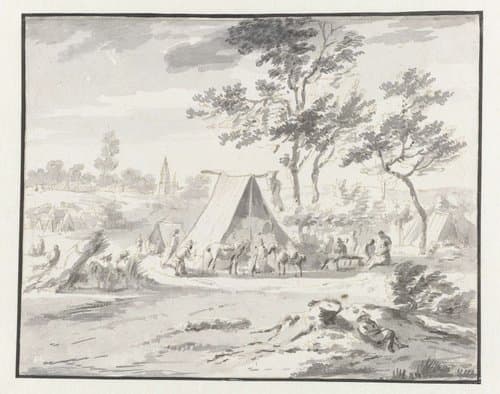 View of an Encampment of the Army of Willem III near Halle, Flemish Brabant by Aert Schouman