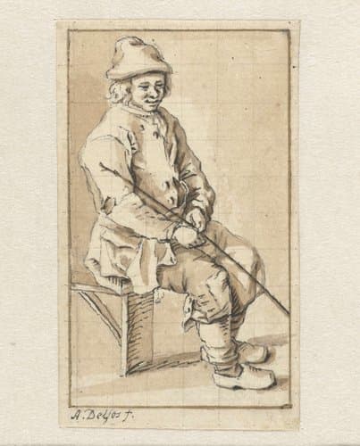 Zittende man by Abraham Delfos