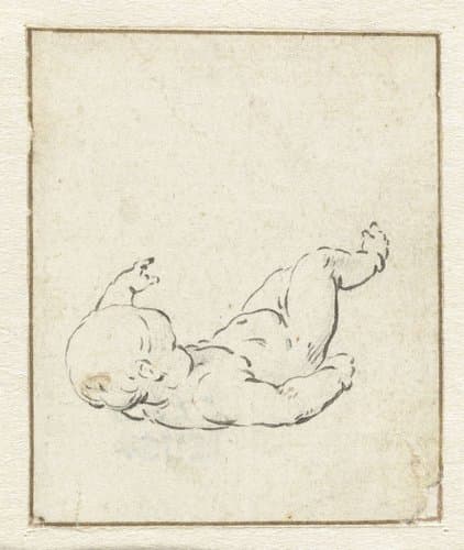 Kind liggend op de rug by Abraham Delfos