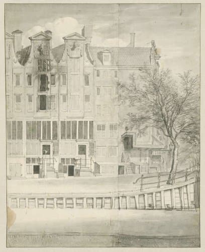 Uitgebrand huis op de Leidsegracht by Jan van der Heyden