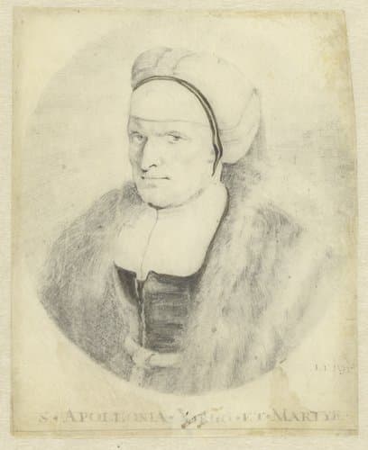 Portret van een oudere vrouw als Sint-Apollonia by Isaac van der Mye