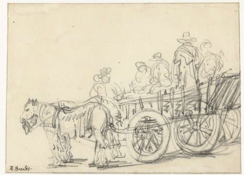 Stilstaande boerenwagen by anonymous