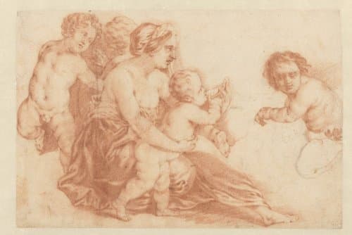 Vrouw met verschillende kinderen by Godfried Schalcken