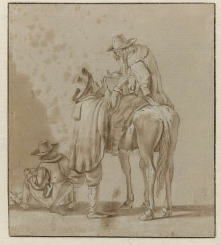Willem van de Velde en zijn zoons Willem en Adriaen by Adriaen van de Velde