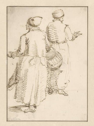 Man en vrouw in boerenkleding by Willem van de Velde (I)