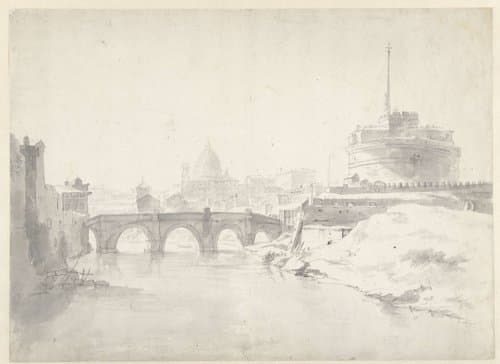 Gezicht op de Engelenburcht te Rome by anonymous