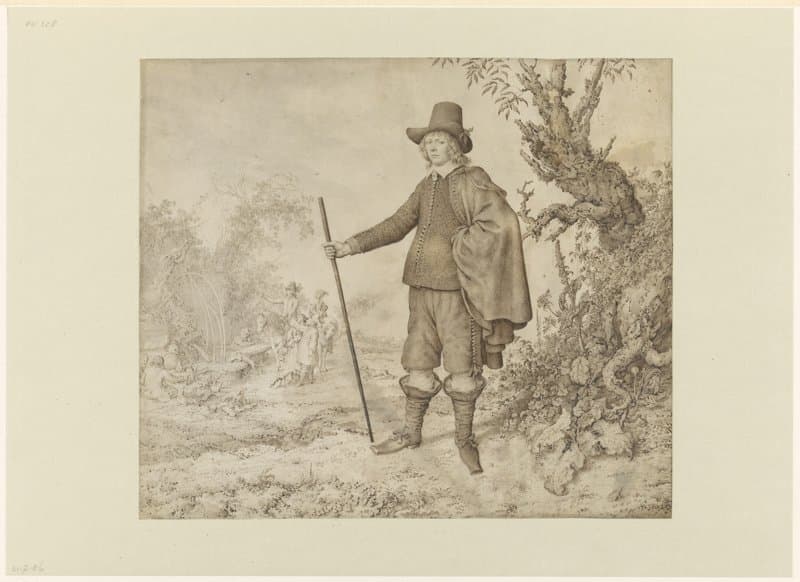 Portrait of a Gentleman in a Landscape by Gerrit Adriaensz. de Heer