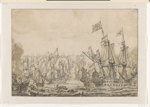 De zeeslag voor Katwijk op 8-10 augustus 1653 by Reinier Nooms