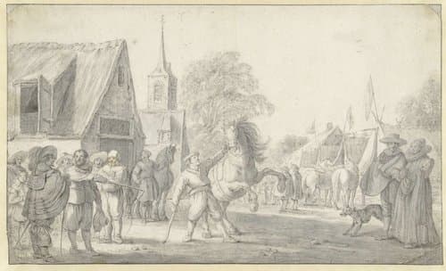 Paardenmarkt by Esaias van de Velde