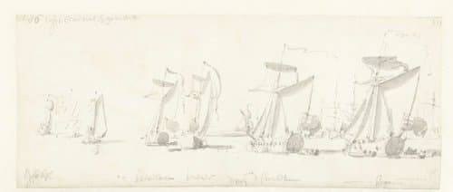 De tocht van de Engelse koning Karel II over de Thames naar Sheerness en Chatham op 27 Augustus 1681