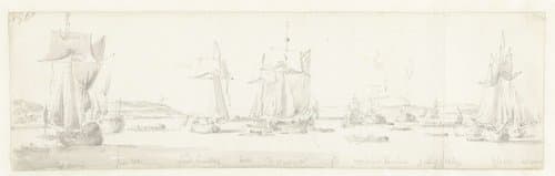 De tocht van de Engelse koning Karel II over de Thames naar Sheerness en Chatham op 27 Augustus 1681