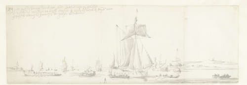 De tocht van de Engelse koning Karel II over de Thames naar Sheerness en Chatham op 27 Augustus 1681