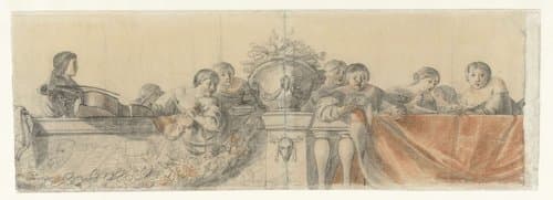 Ontwerpen voor wandschilderingen in kasteel Honselaersdijk by Cornelis Holsteyn