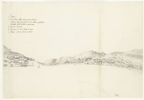 Gezicht op de Italiaanse stad Gaeta (rechterblad) by anonymous