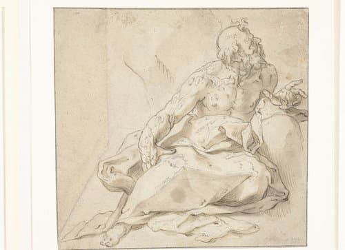 Heilige Hieronymus in de woestijn (?) by Abraham Bloemaert
