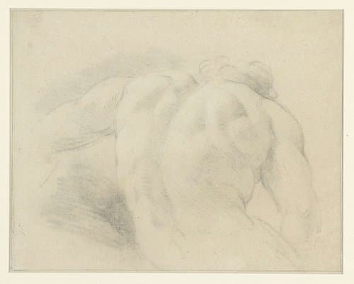 Rugstudie van een mannelijk naaktfiguur by anonymous