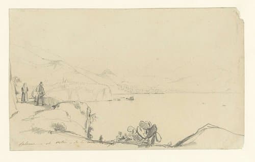 Gezicht op Salerno en Vietri, op de voorgrond een weg langs het meer by anonymous