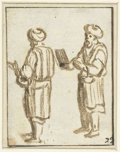Twee staande mannen met tulbanden by Adam Elsheimer