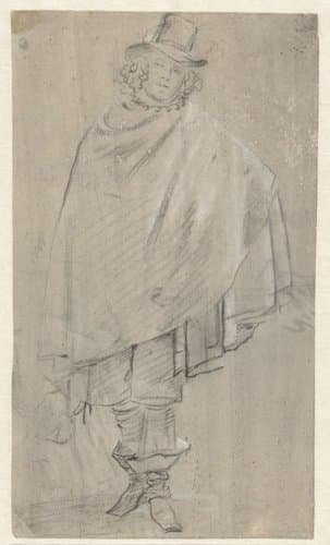 Staande man met wijde mantel, ten voeten uit by anonymous
