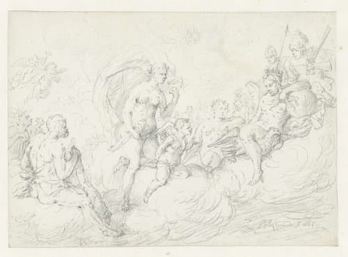 Cupido smeekt Jupiter om Psyche te mogen huwen