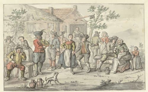 Vrolijk gezelschap voor een herberg by Gerrit Grasdorp