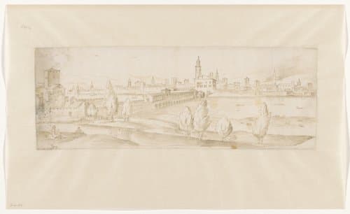 Gezicht op de stad Pavia by Guilliam van Nieulandt (II)