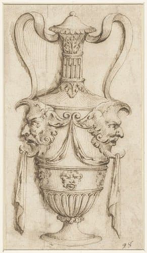 Vaas met mascarons op de schouders by Agostino Mitelli
