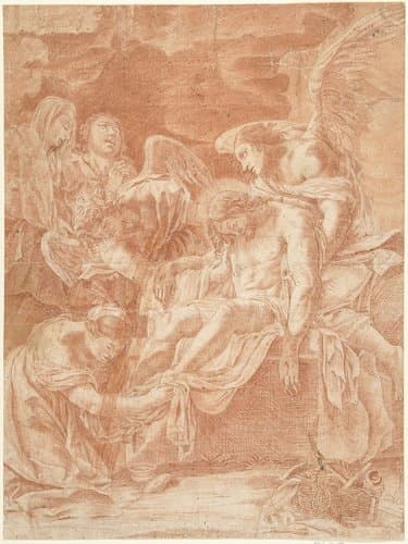 Graflegging van Christus door engelen by anonymous