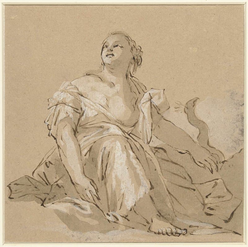 Zittende Juno op wolken by Domenico Zanetti