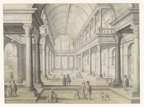 Renaissance-zaal met figuren by anonymous