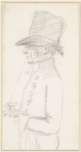 Portret van Hendrik de Flines en profiel met hoed en bril by anonymous