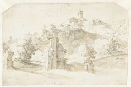 Italiaans landschap met ruïnes by Bartholomeus Breenbergh
