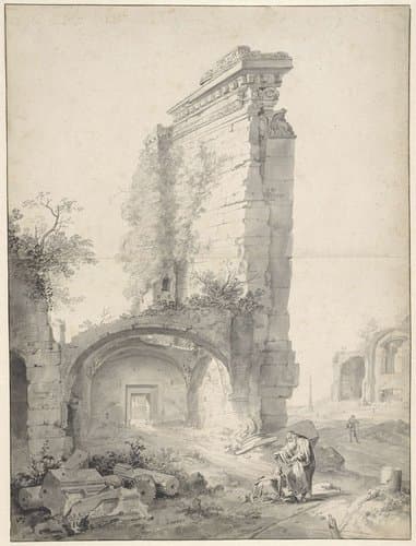 De zalving van David tussen ruïnes van het Forum Romanum by Bartholomeus Breenbergh