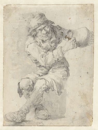 Zittende boer met kruik by anonymous