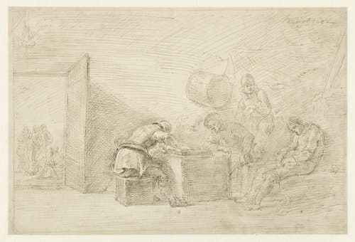 Militairen en de Verloochening van Petrus by Matthys van den Bergh