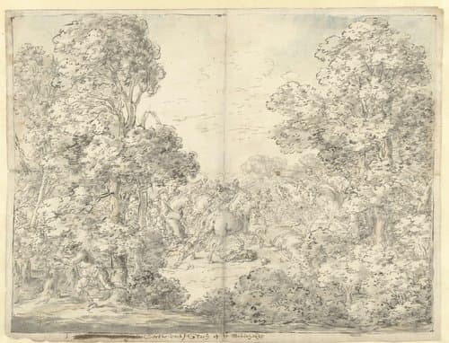 Eerste vack / Slach op de Mokerheyde by Leonaert Bramer