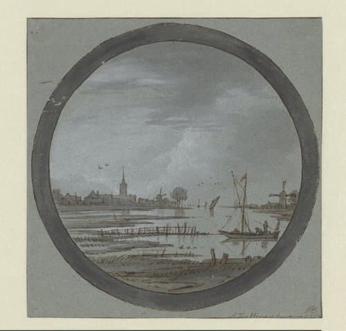Rivier met schepen by Aarnout ter Himpel